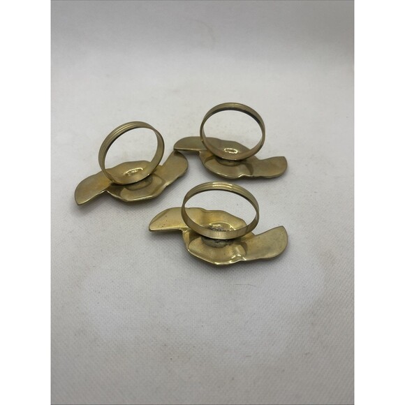 BRASS ROSE NAPKIN RINGS ~ SET OF  3 - Picture 4 of 4